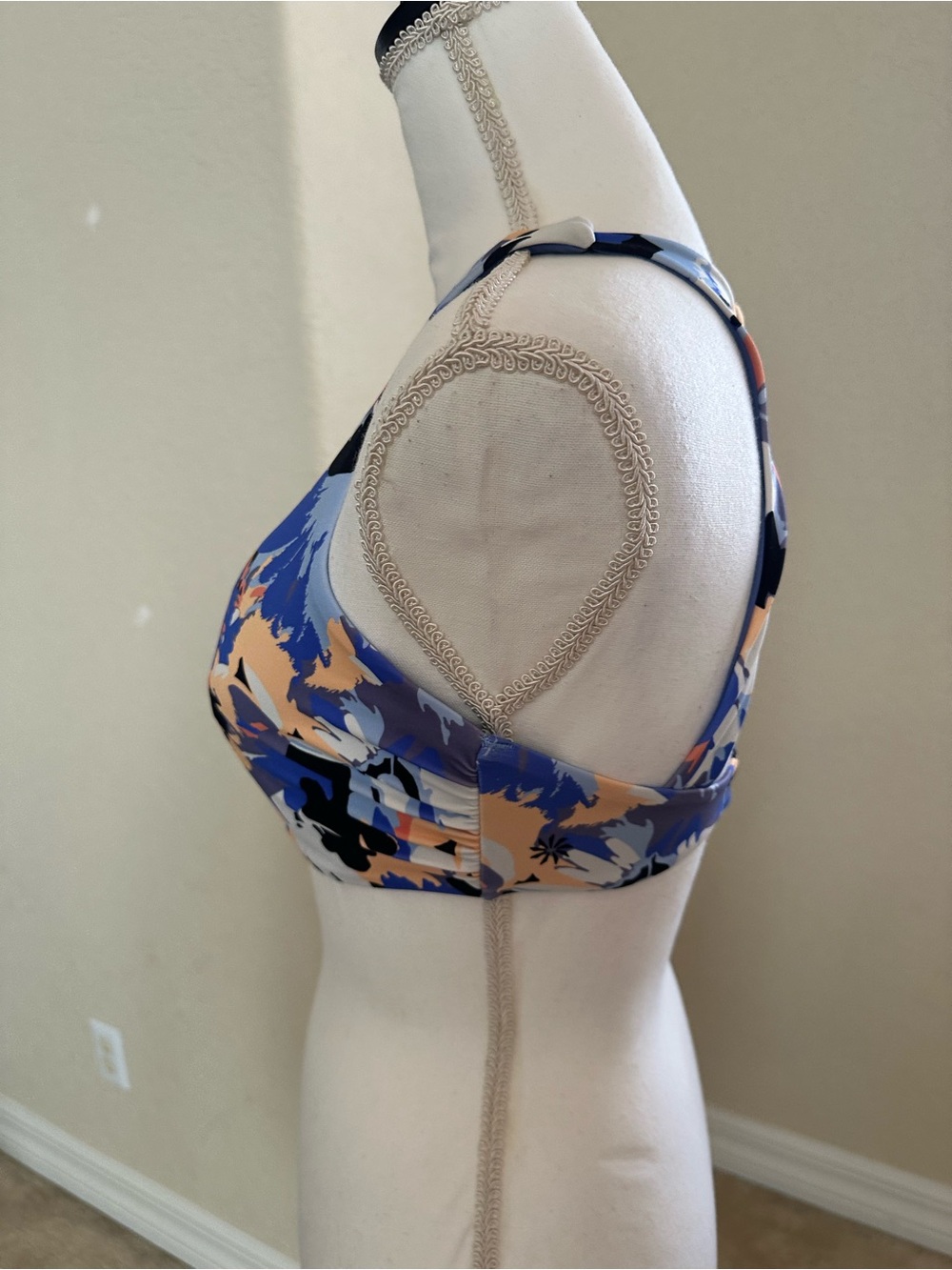 Athleta Floral High-Neck Bikini Top in Blue, Navy, Peach - Picture 5 of 6